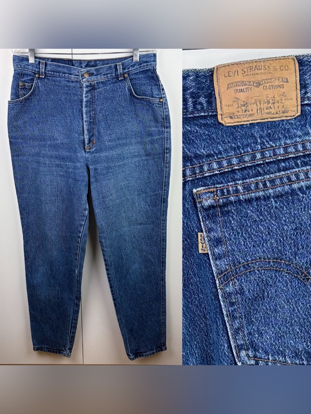 Levis Vintage 80s Made in USA 100% Cotton Rigid Denim High Rise Tapered Jeans 33